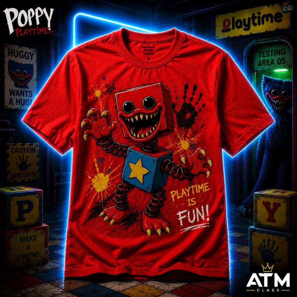 Camisa camiseta vermelha bonita poppy playtime is fun super confortavel 100% algodão envio imediato