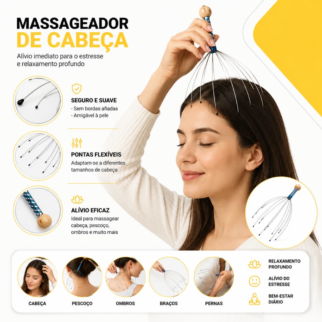 Kit 2 Massageador De Cabeça Cafuné Massagem Relaxante