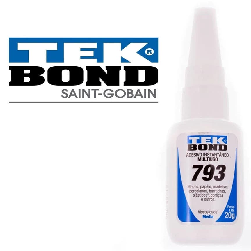 Cola Instantânea Tek Bond 793 20g Unha Para Postiça/Fibra e Pedrarias Bico Fino / Fácil Aplicação
