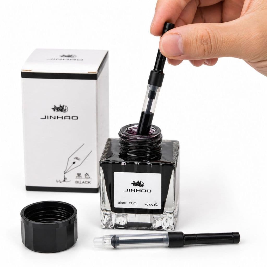Kit Tinta De Caneta Tinteiro 50ml Preta + Conversores kit Refil Recarga Cartucho Alta Qualidade