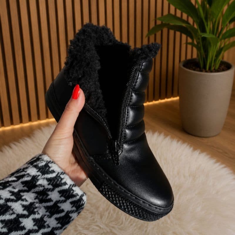 Bota feminina forrada em lã pelego toda forrada tênis