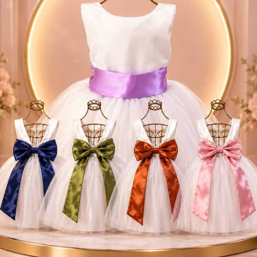 Faixa Para Vestido Infantil Com Laço Cetim Luxo Ajustável Festa Daminha Batizado Casamento