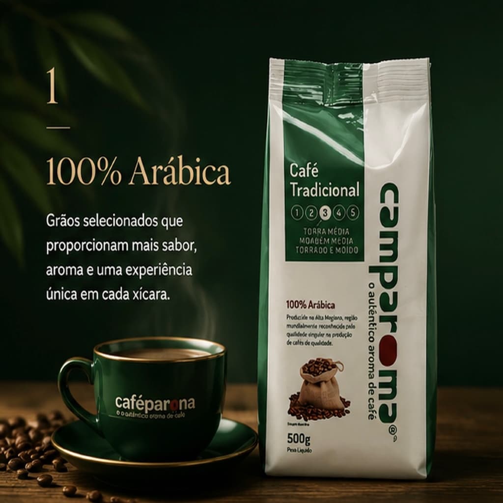 Café Camparoma Torrado E Moído Tradicional 500g Arábica Intenso