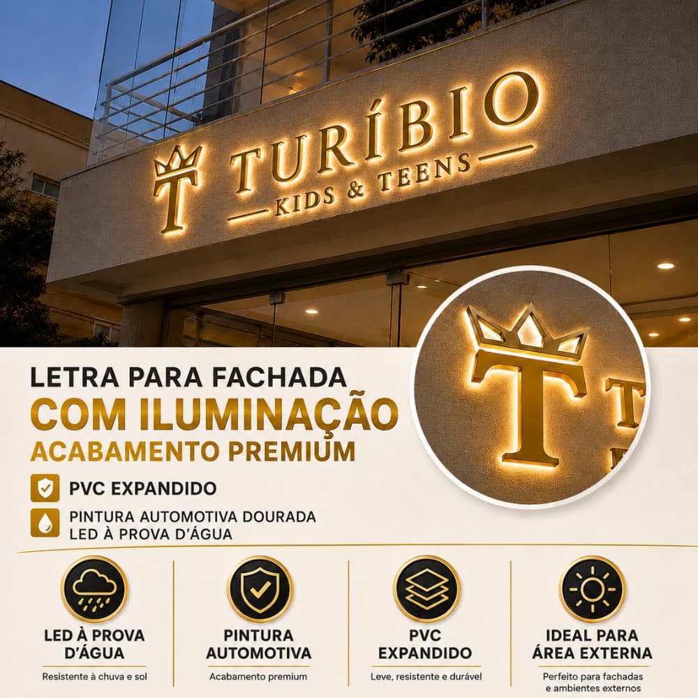 LETRA CAIXA COM ILUMINAÇÃO, LETREIRO ILUMINADO, LETRAS EM PVC 20MM, PROJETO TURÍBIO
