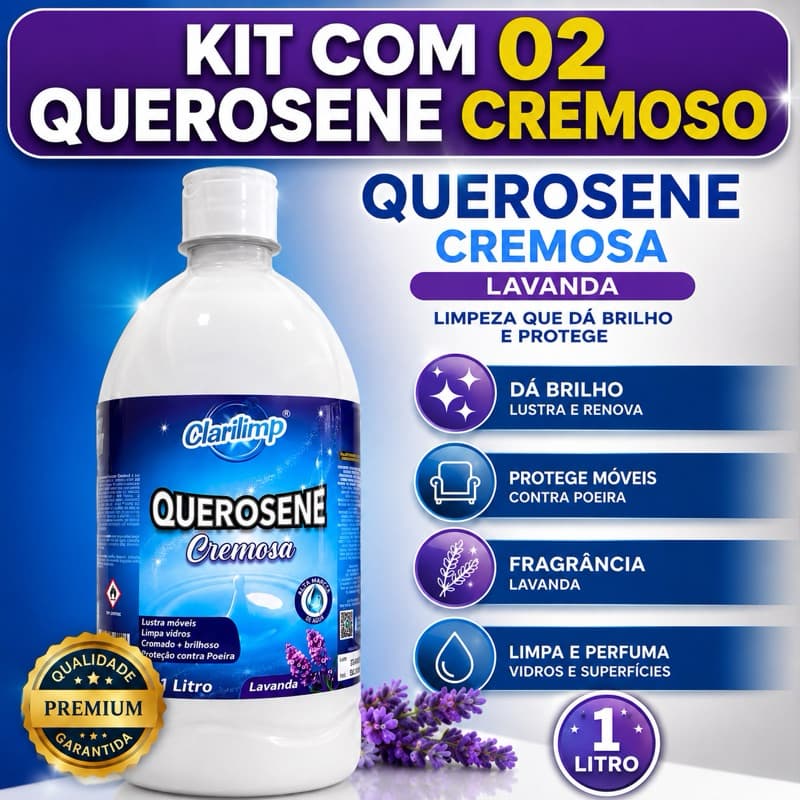 Kit Querosene Cremoso Perfumado 1L – Limpeza e Brilho | 2 unidades
