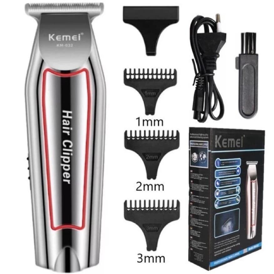 Máquina De Acabamento Profissional Kemei KM-032 Sem Fio Com Pentes E Escova De Limpeza