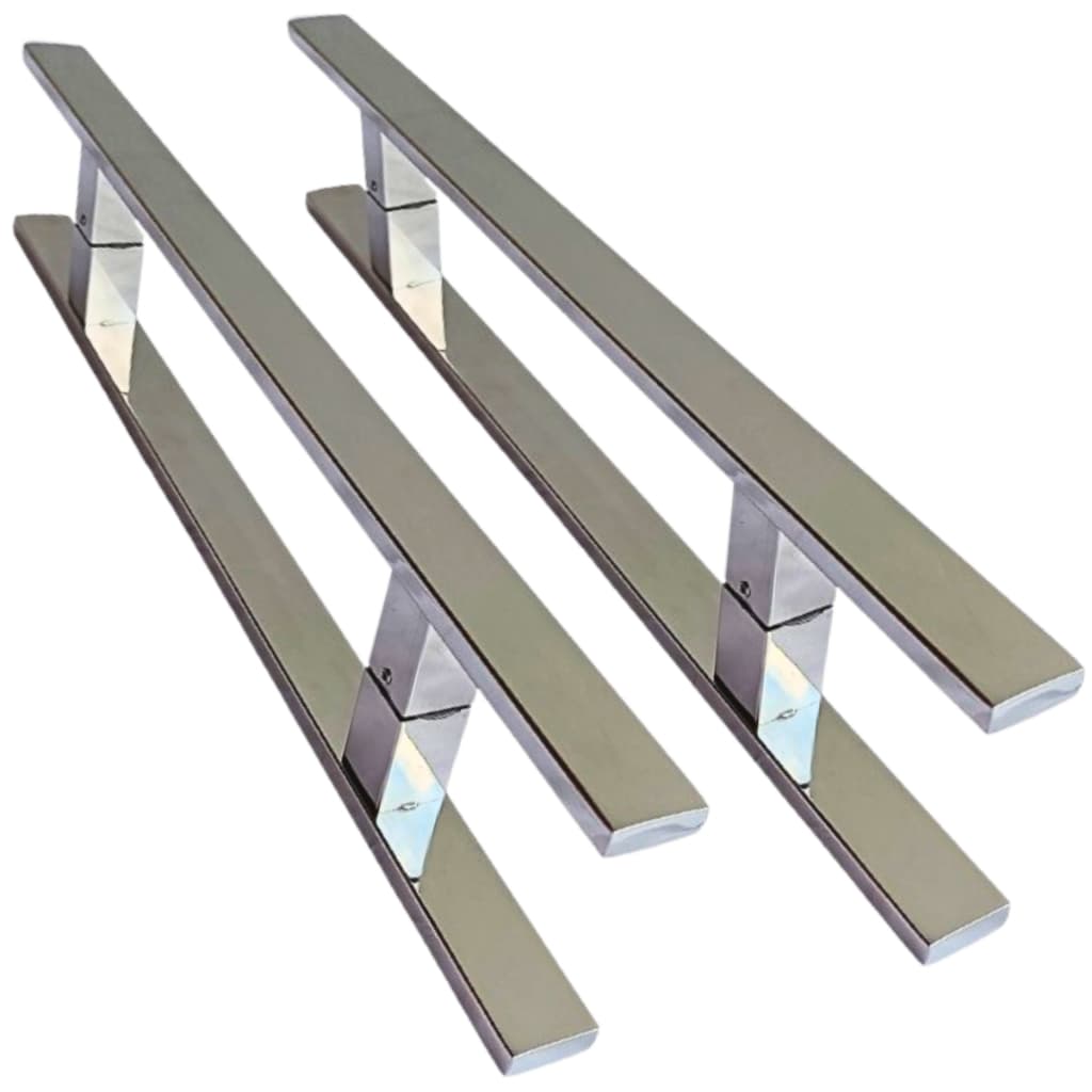 kit Puxador Inox 80 Cm Polido Duplo Para Porta Madeira Alumínio Vidro 2 Unidade