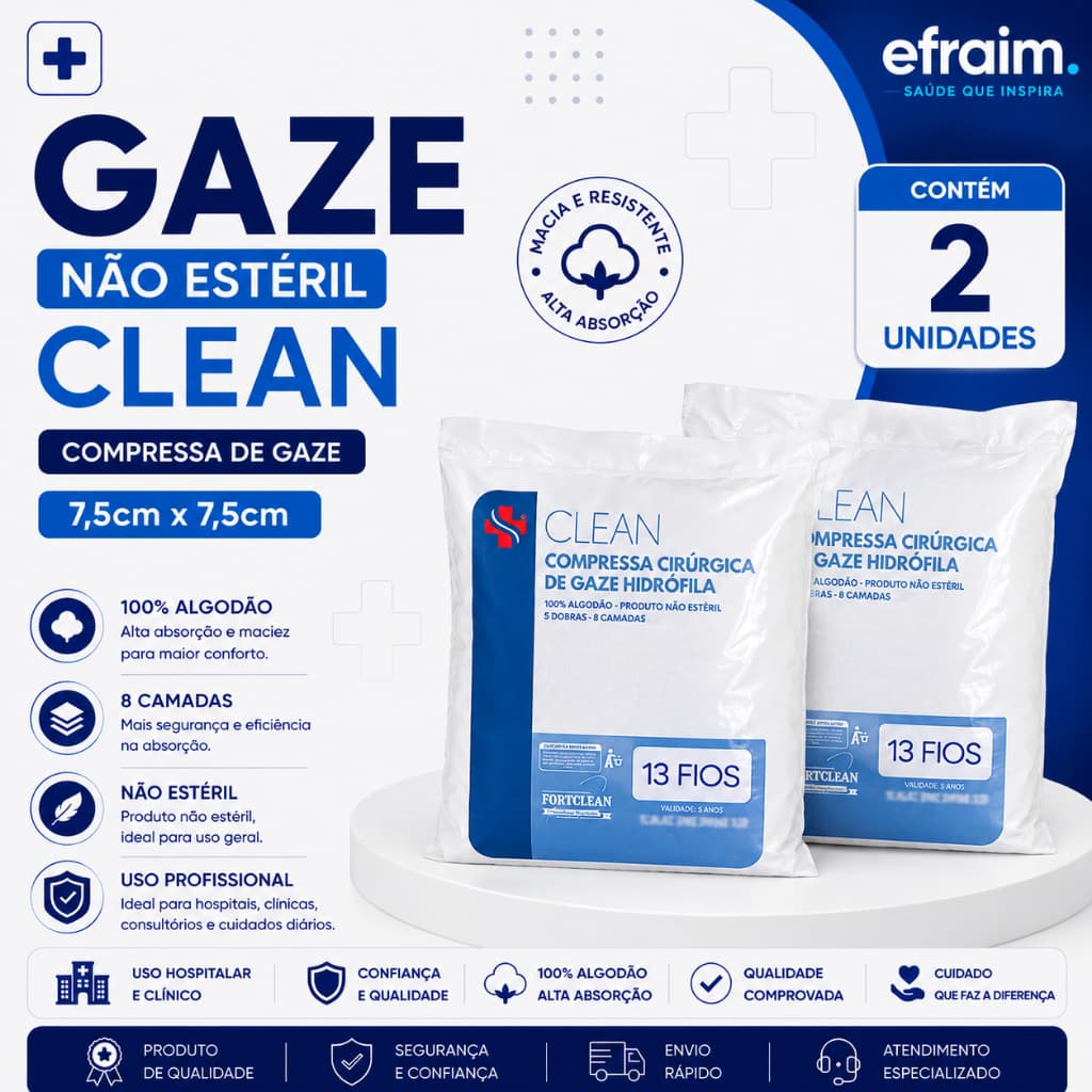2 Pacotes Compressas De Gazes 13 Fios 100g Pacote Curativo - Total 200g