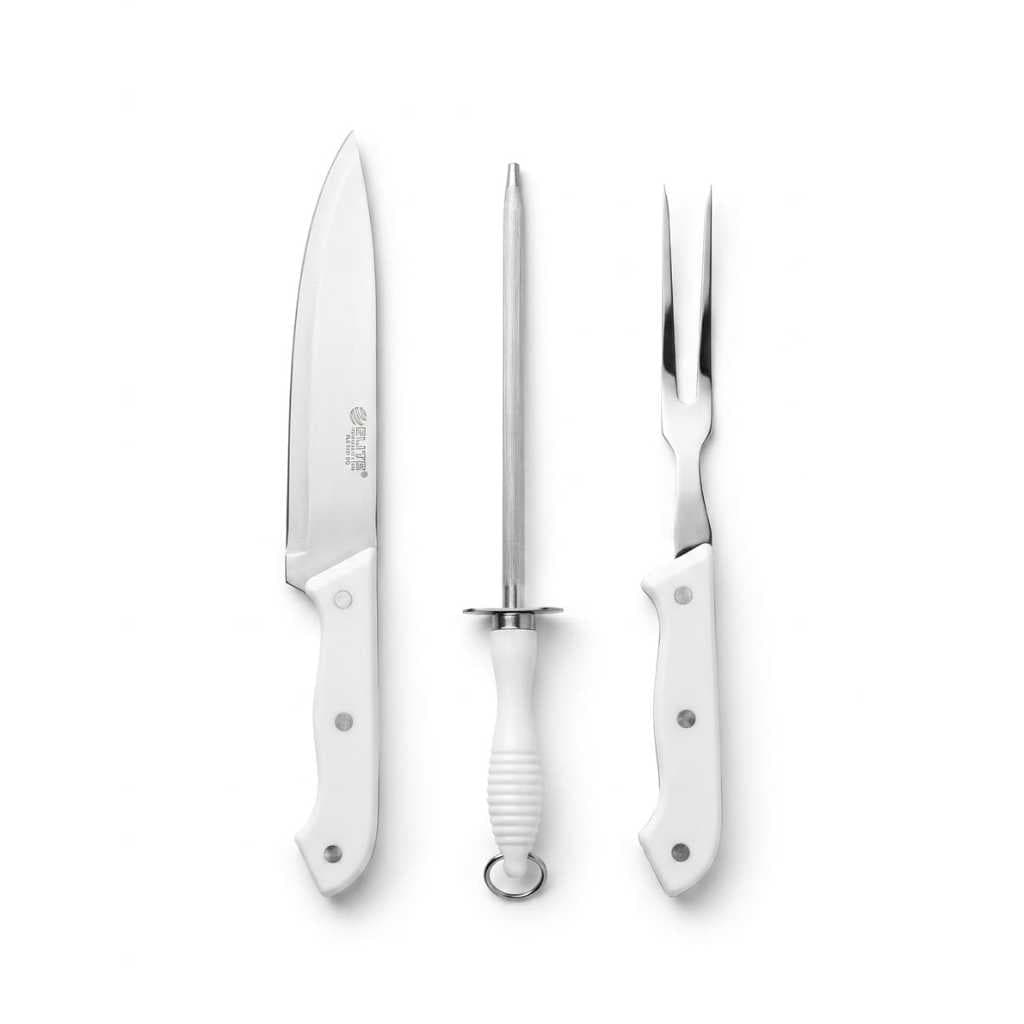 Kit Churrasco Completo Faca Garfo Chaira de Aco Inox Churrasco Cozinha Gourmet BBQ Profissiona Elite