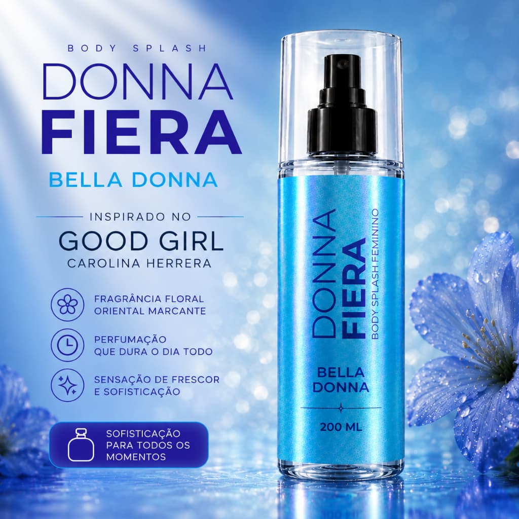 Body Splash Feminino Donna Fiera Bella Donna Alta Fixação Inspirado boa moça GG 200ml