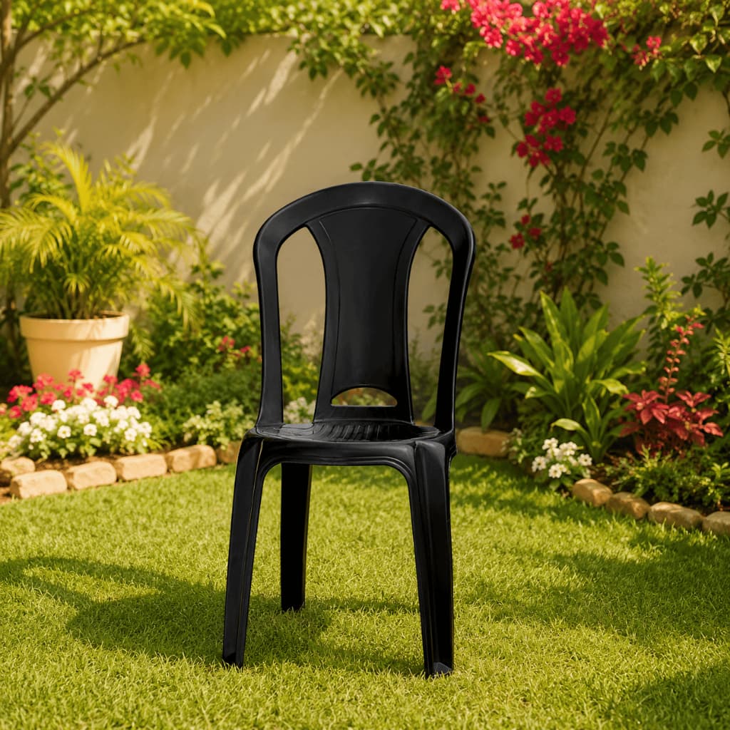 Cadeira de Plástico Resistente 182 kg Bistrô Preta Jardim Lanchonete Igreja Resistente  Rio Cadeiras