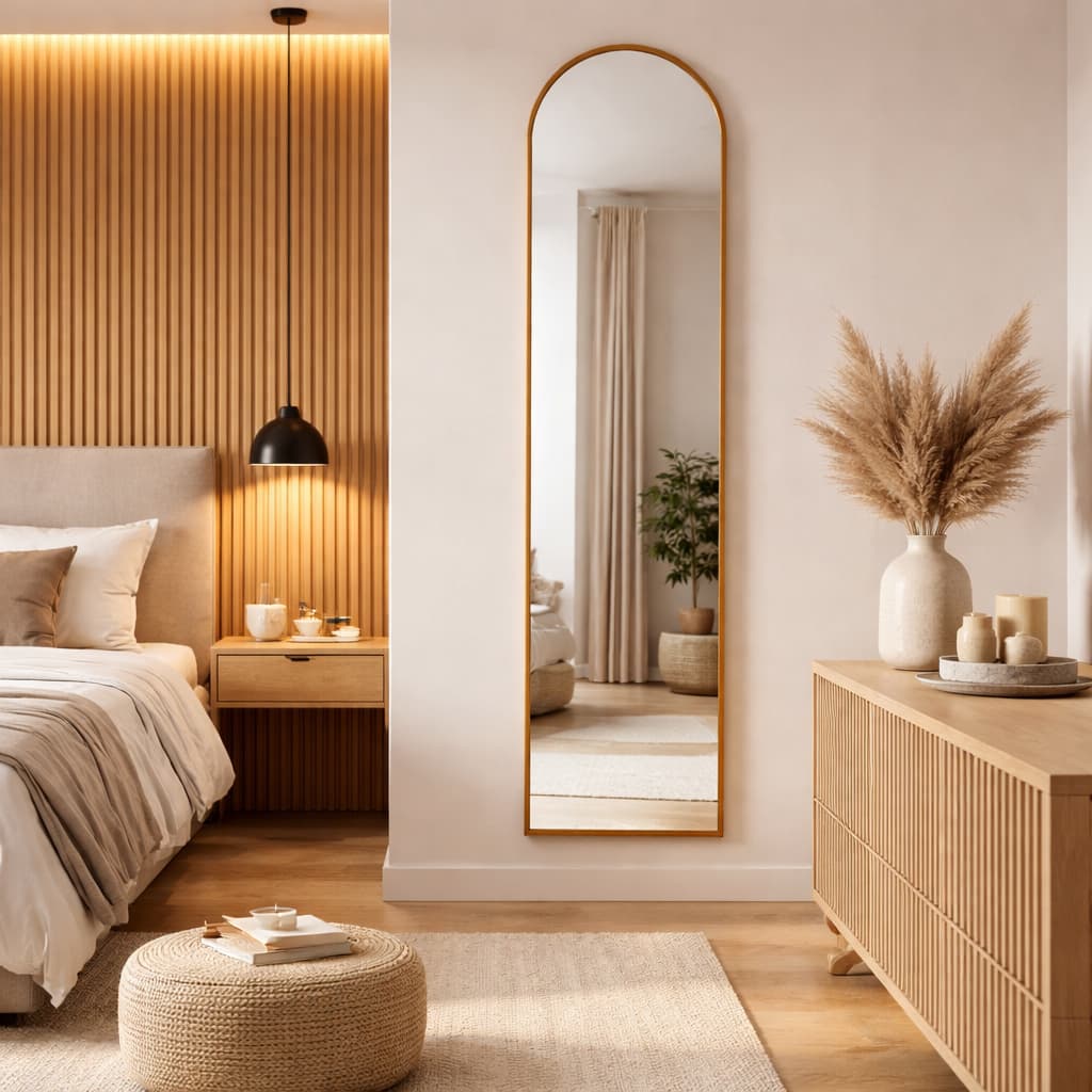 Espelho Decorativo Corpo Inteiro Com Moldura Portal Arco 110x30cm Sala Quarto Banheiro Hall