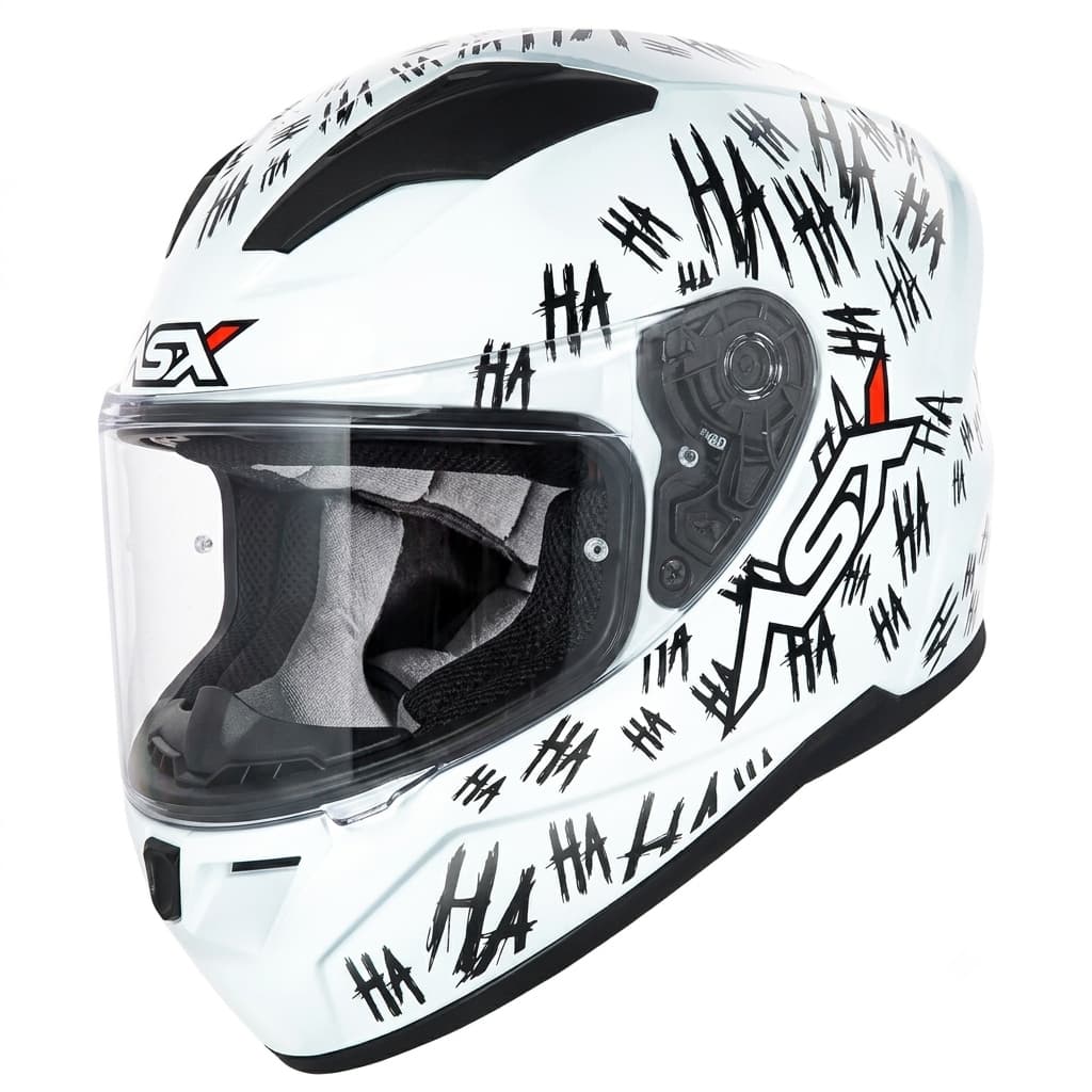 Capacete Fechado City Fun Branco Preto Brilho Modelo Haha Esportivo Masculino Feminino Moto Conforto