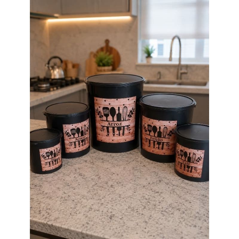Kit 5 potes para mantimentos