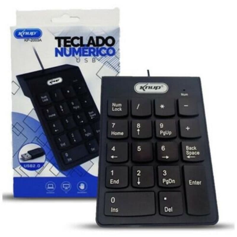 Teclado Numérico USB Knup Compacto – Teclas Macias Plug & Play para Notebook e PC