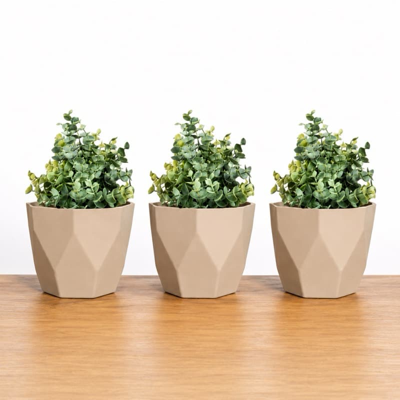 Kit 3 Vasos para Plantas  Vasinhos Decorativo Diamante em Polietileno