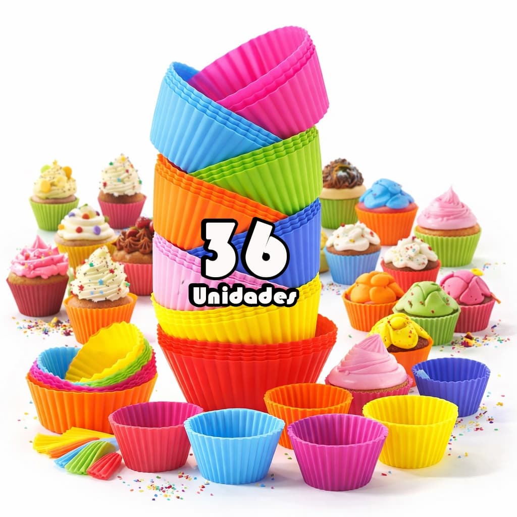 Kit 36 Formas Silicone Mini Cupcake Bolo Muffin Empada Assadeira