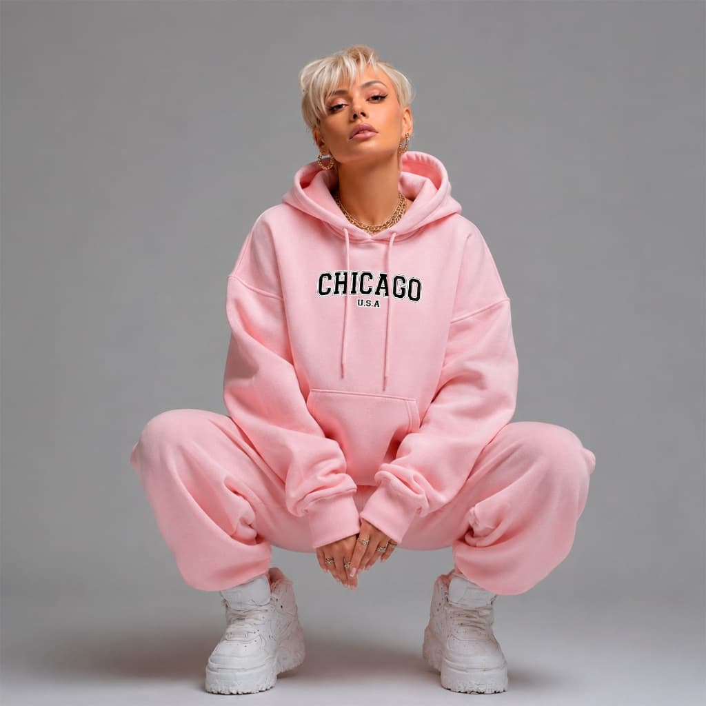 Casaco moletom feminino premium estampado chicago usa