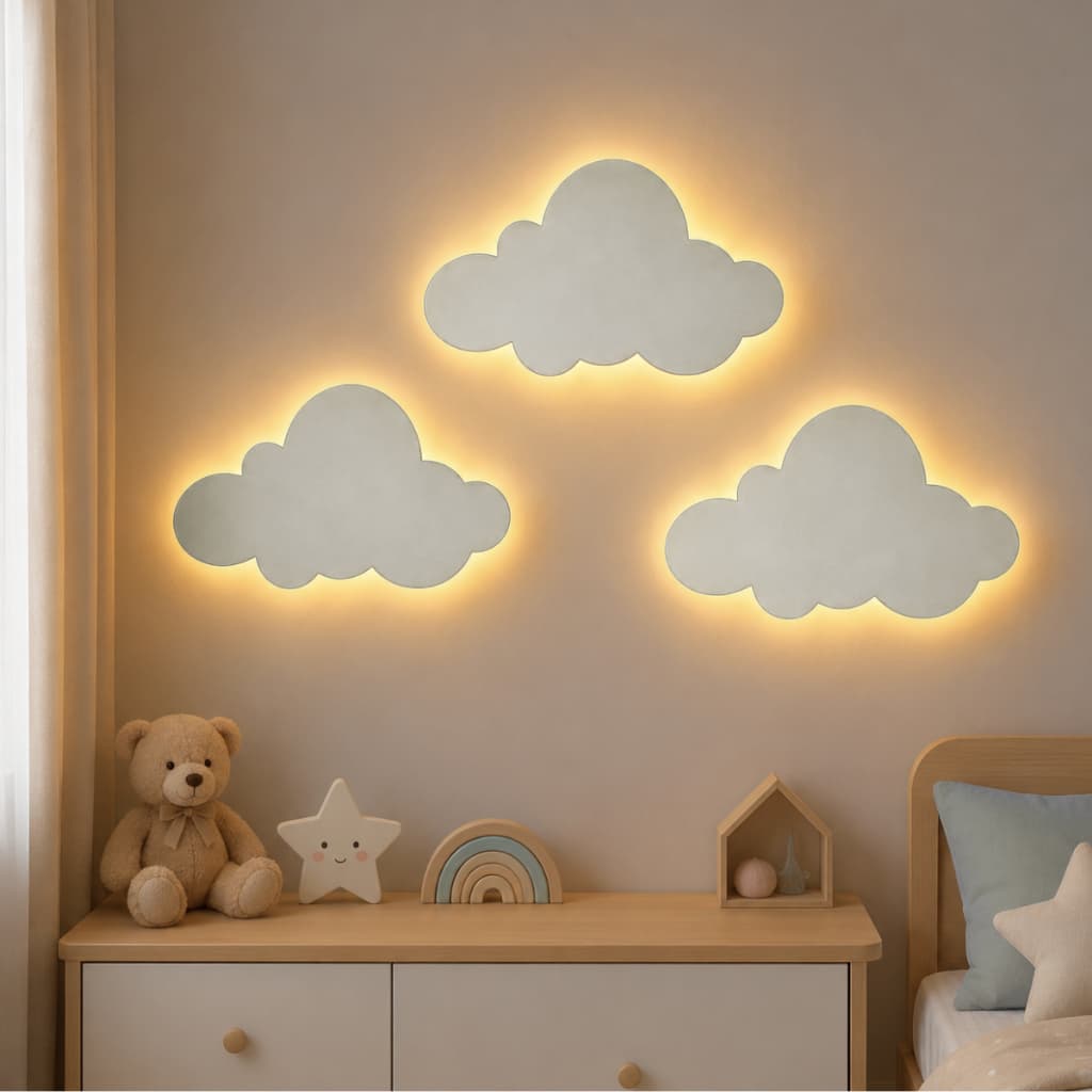 Kit 3 Luminária Nuvem Led Decorativa Infantil Bebê