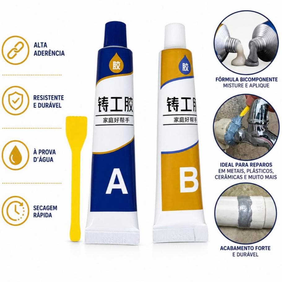 100g Cola De Reparo Soldagem Metal Fundição AB Adesivo Ferro Frio Calor Agente Resistente Industrial Fundido Resistência