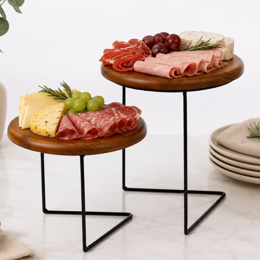 Par de Suportes Rústico Pé V para Frios, Doces Buffet e Decoração de Festa Preto