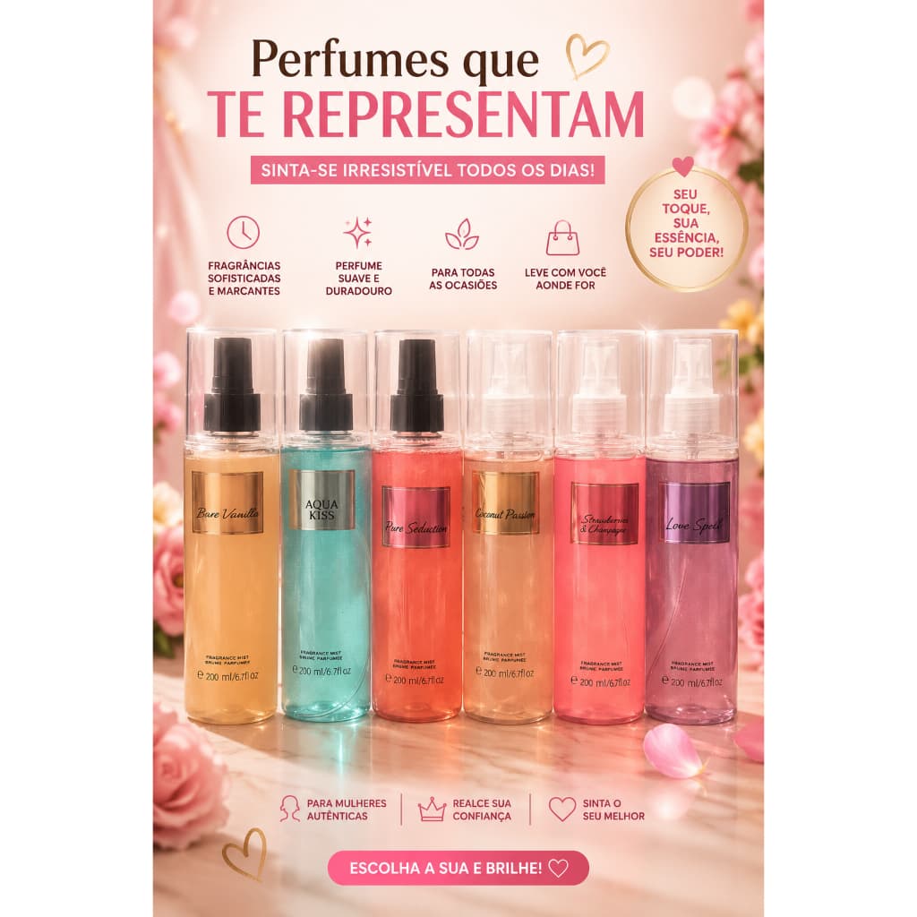 Body Splash Feminino 200ml Fragrancias Inspiradas- Perfume Corporal Refrescante