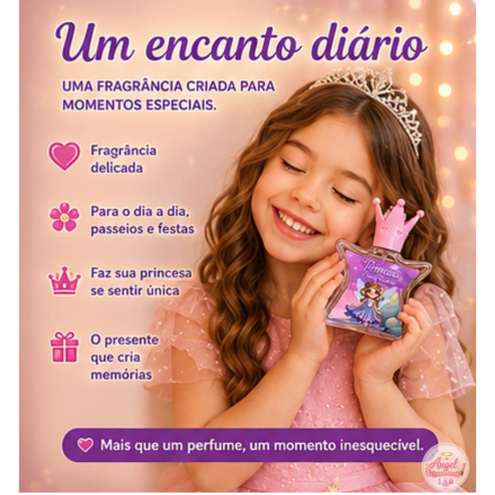 Perfume Infantil Feminino 50ml Princess Fruity Parfum | Love Rain | Fragrância Delicada e Duradoura