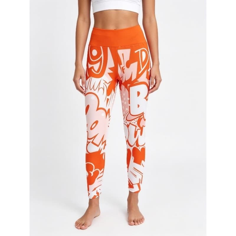 Calça legging feminina esportiva laranja