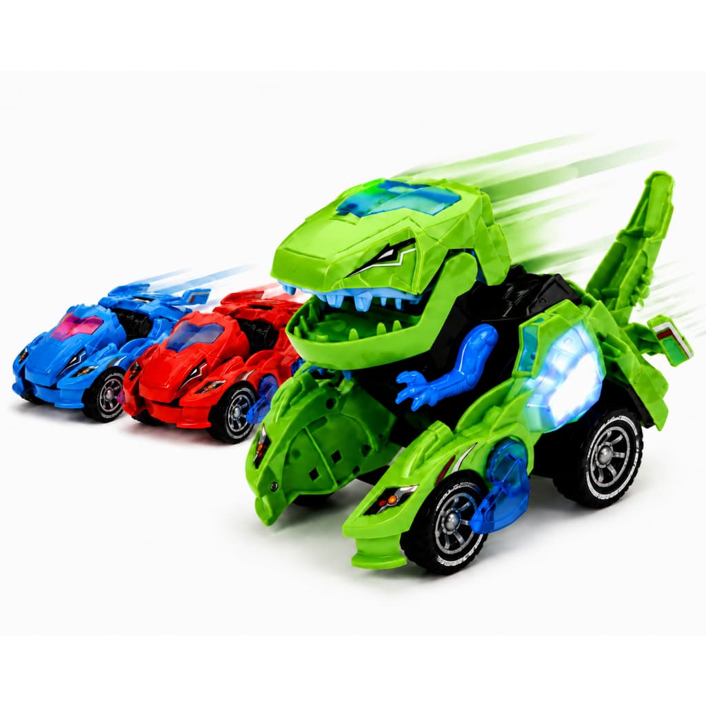 Carro Dinossauro Infantil Vira Robô Dino T-rex Com Luz Som Bate - Volta Brinquedo