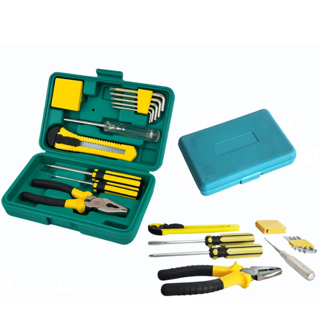 Kit Ferramentas 12 Em 1 Completo Alicate Chaves Allen Chave de Fenda Phillips Estilete Fita Métrica Estojo Portátil