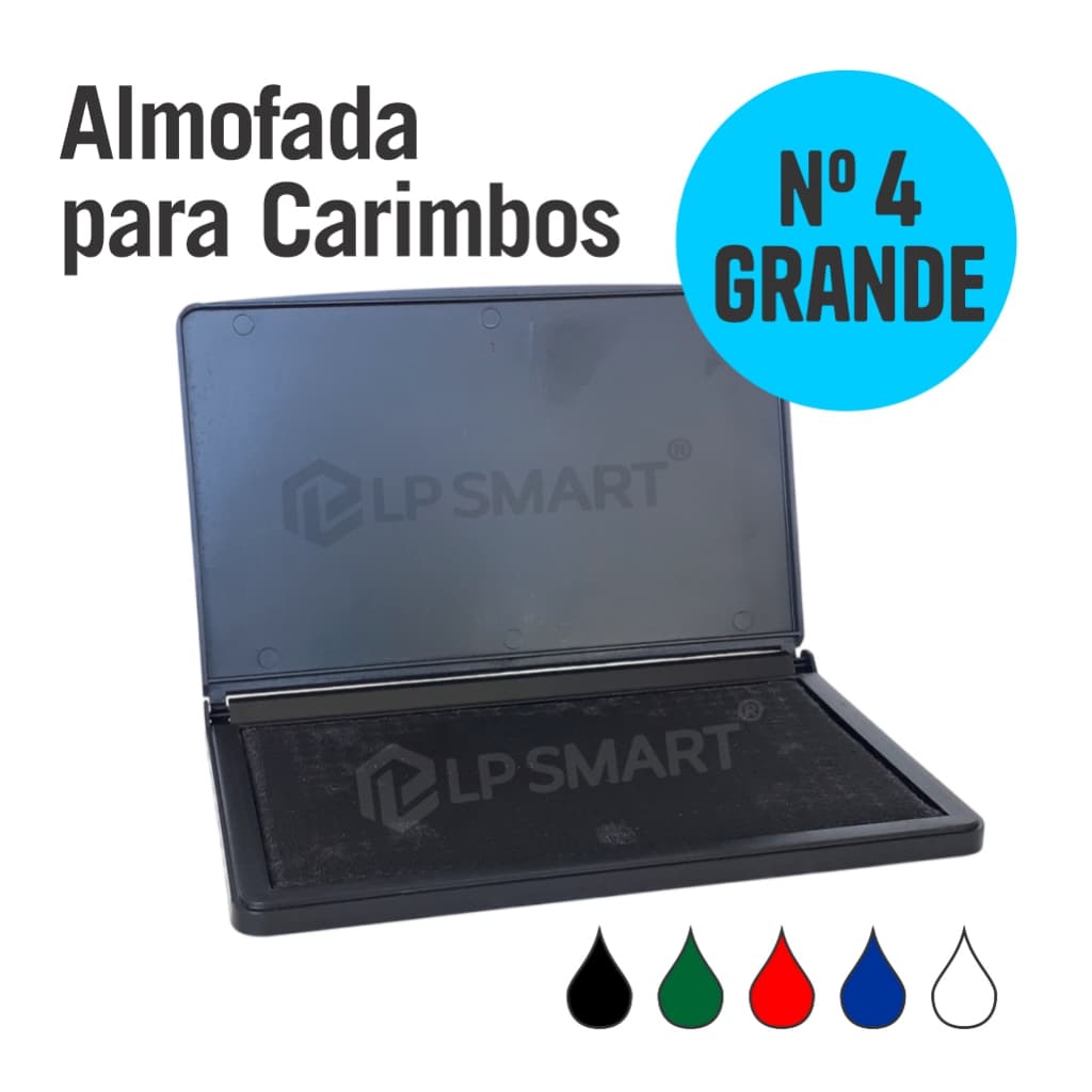 Almofada para Carimbo Carimbeira Nº4 Grande 16x9cm Preta Verde Vermelha Azul Sem Tinta