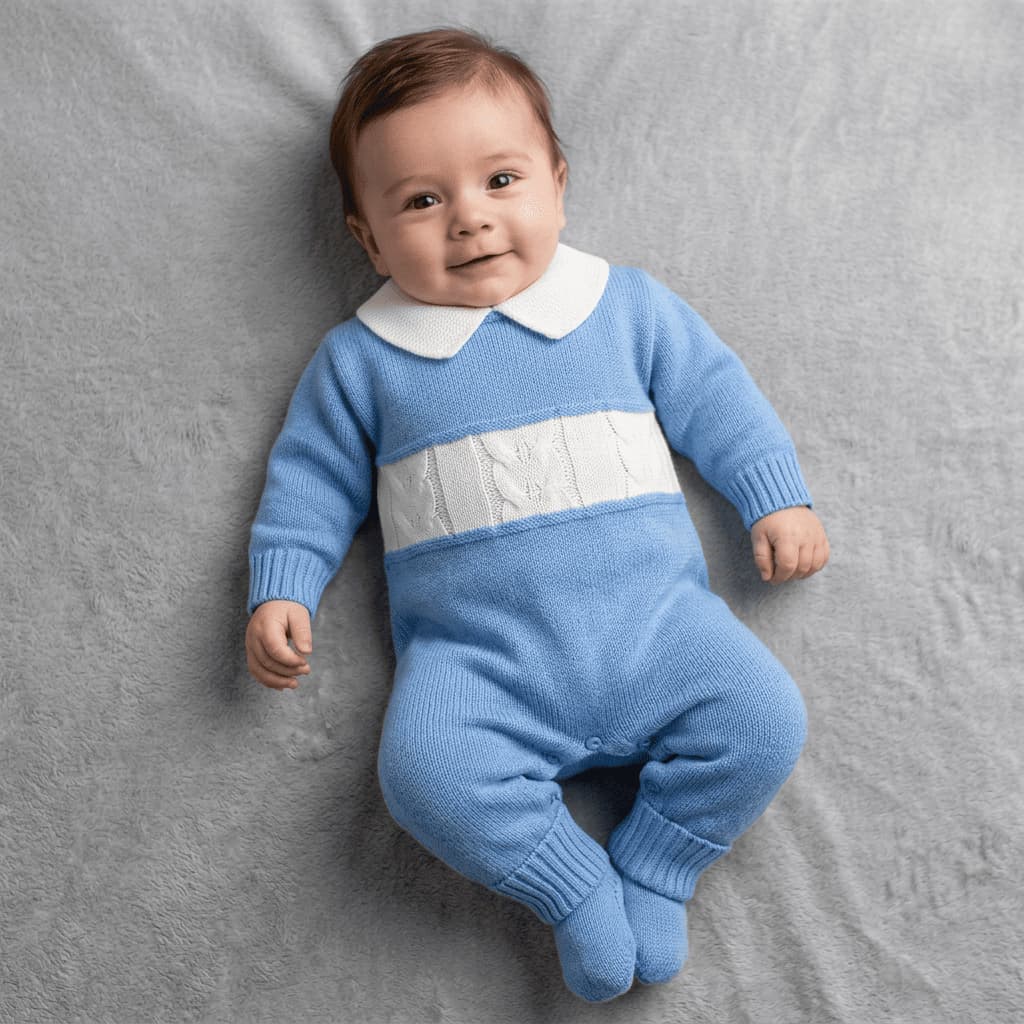 Macacão Infantil Gola Polo Menino Manga Longa Saida Maternidade Bebê Enxoval