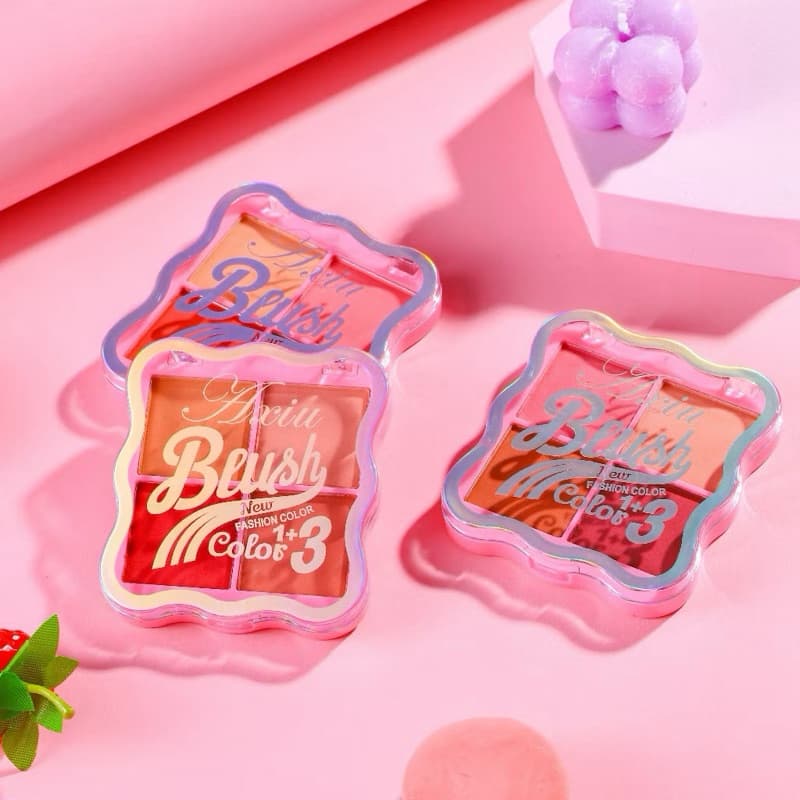 Paleta de Blush 4 Cores Blush em Pó Uso Diário Acabamento Natural 3.3