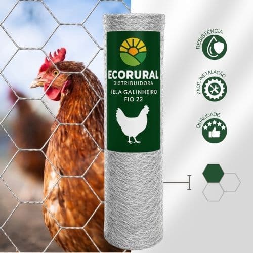 Tela Galinheiro Hexagonal 2 Polegadas 1,50x40m Fio 23 Galvanizada