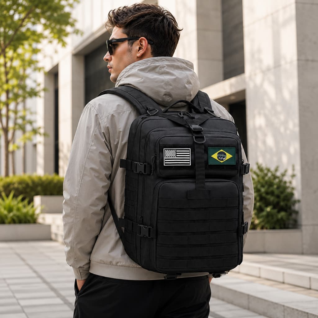 Mochila Tática Militar Grande 50L Camuflada Resistente Impermeável Qualidade Camping Trilhas Viagens