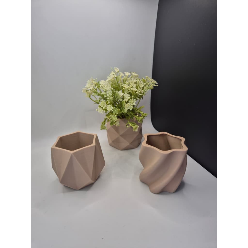 Kit 3 Vasos Decorativos Geométricos Mini Cachepot para Suculentas e Cactos 6,5cm