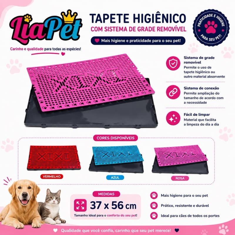 Tapete Higiênico para Cães com Grade Removível Sanitário canino lavável expansível