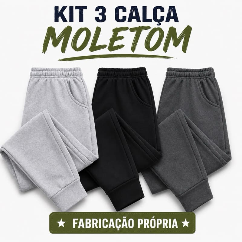 KIT 3 Calças Moletom Unissex Peluciada Grossa Para o Inverno - Diversos Kits e Pronta Entrega
