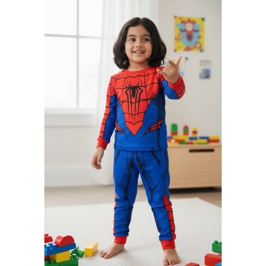 Pijama Infantil Inverno Homem Aranha Fantasia Temática Homem Aranha Conjunto Camiseta Calça Infantil Manga Longa Heróis