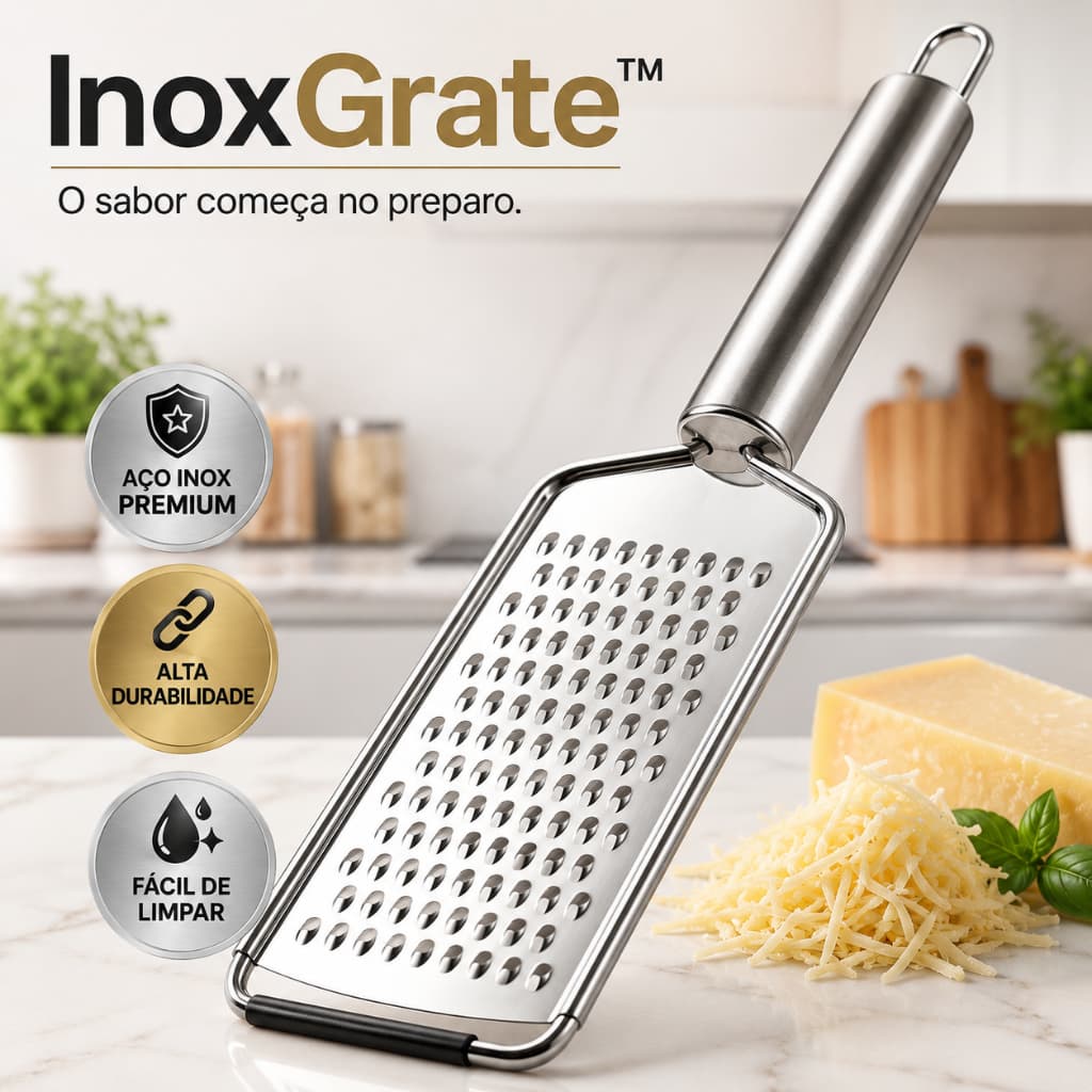 Ralador Manual Aço Inox 24cm Para Queijo Legumes Frutas Chocolate Resistente InoxGrate™