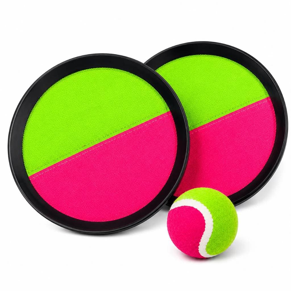 ￼Kit 2 raquetes Velcro + Bola De Tênis Esporte Infantil Bate Gruda Frescobol