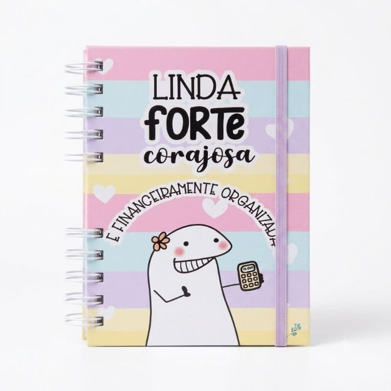 Planner Financeiro Permanente Flork A5 Capa Dura Controle de Gastos Metas Orçamento Mensal Completo com Wire-o eElástico