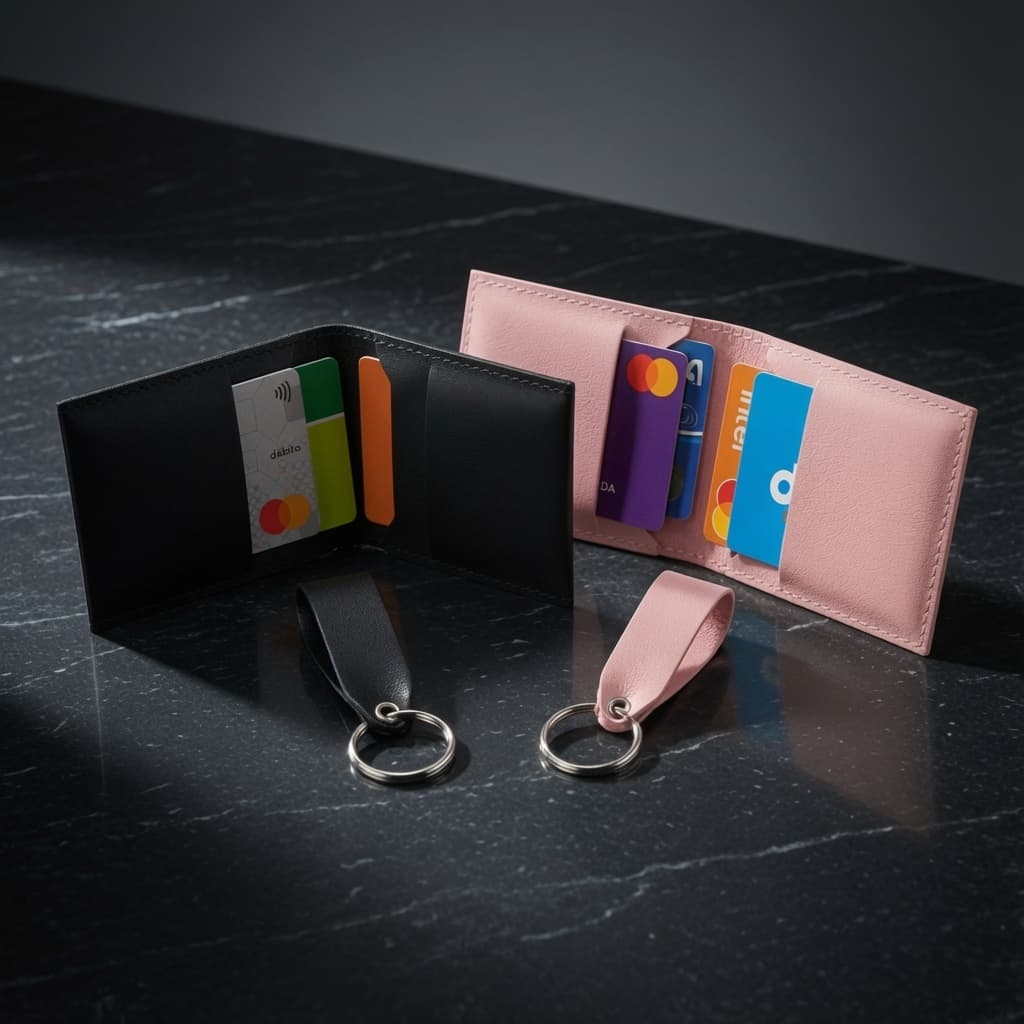 Kit Porta Cartão Feminino Masculino Carteira + Chaveiro Courino para Brindes Revenda