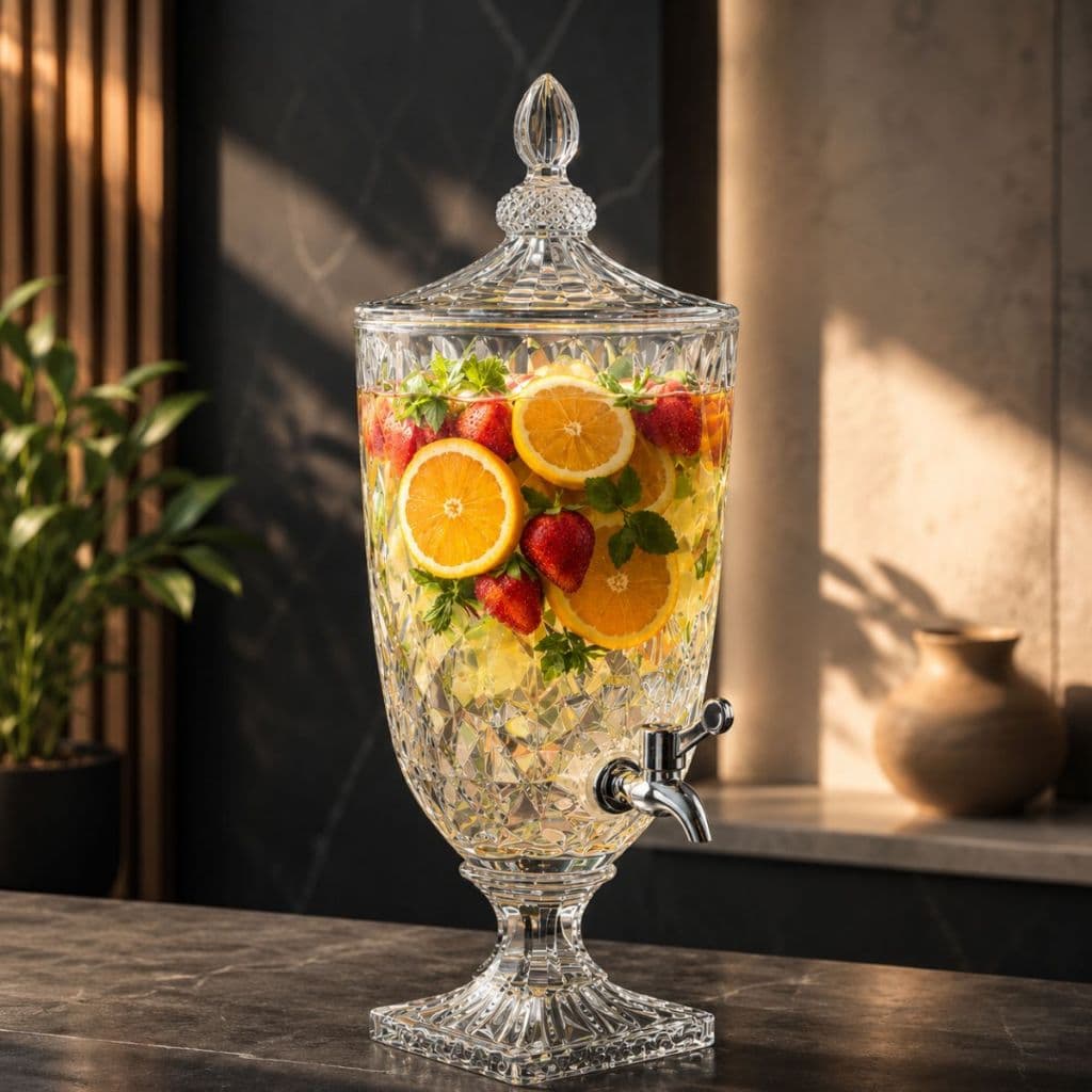 Suqueira de Vidro 5 Litros com Torneira Jarra Cristal Diamante com Tampa 4,5L