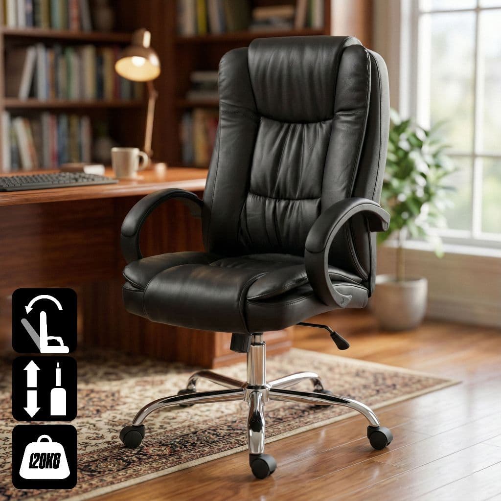 Cadeira de Escritório Presidente Ergonômica Reclinavel com Apoio Lombar e Design Moderno
