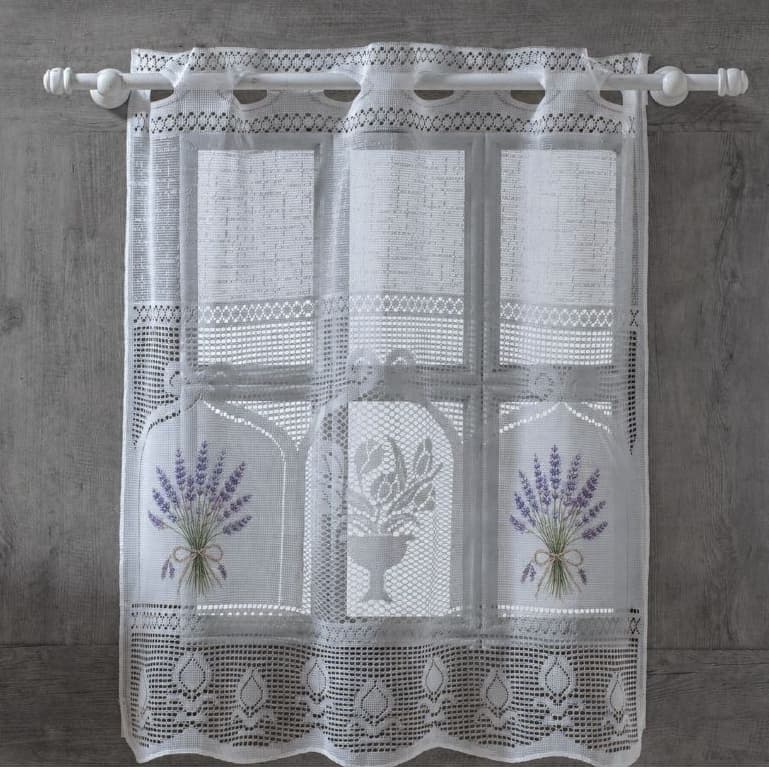 Cortina Janela Banheiro Vitro 0,80x0,80 Renda Branca Estampa Coruja / Flor Rosa / Beija Flor / Lavanda / Flamingo
