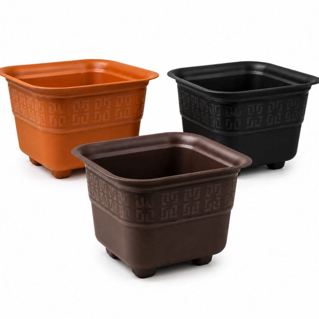 Kit 3 Vasos Plastico 3 Litros Decorado Resistente Jardim Plantas Mudas