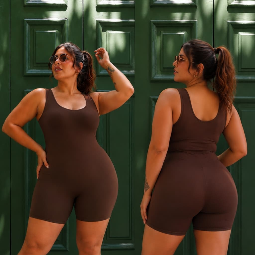 Macaquinho Academia Feminino Suplex Plus Size Fitness Casual Confortável Versátil Atividades Física