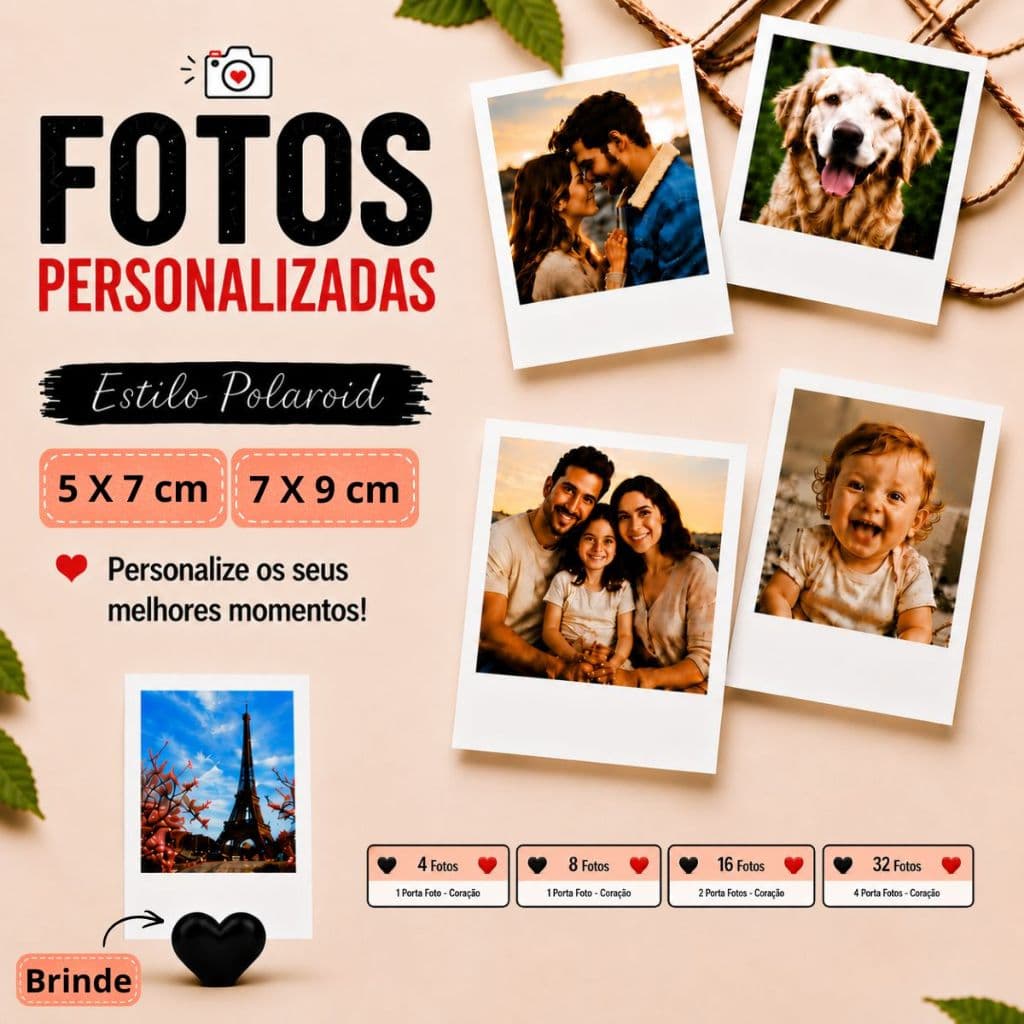 Kit Mini Fotos Personalizadas Full Presentes Estilo Polaroid 4 - 8 - 16 - 32 Unidades + Brindes