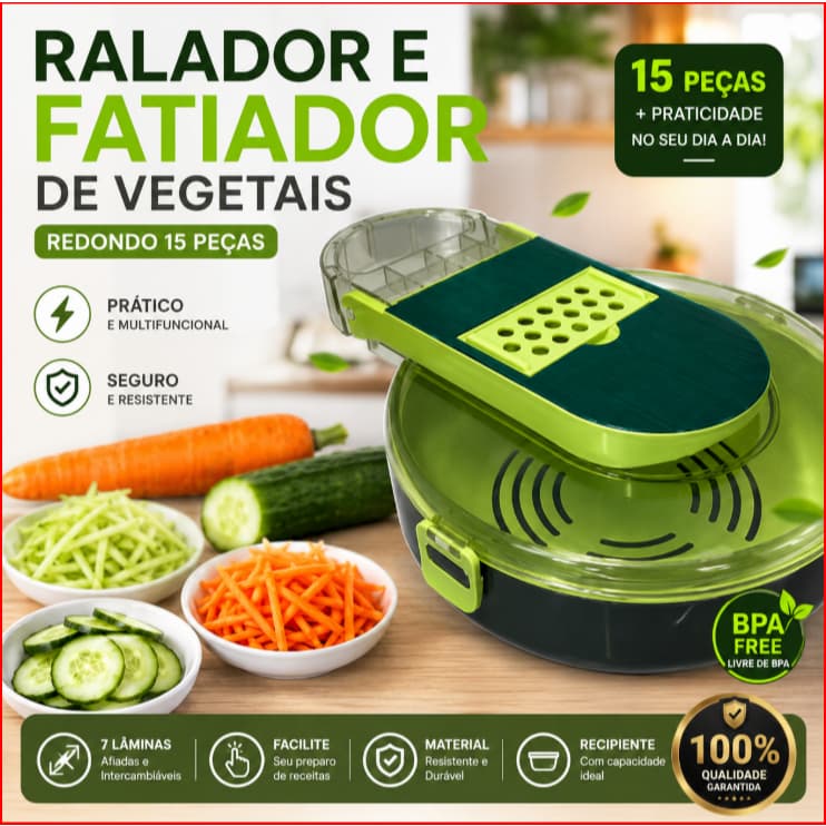 Kit Ralador Fatiador Vegetais Redondo 15 Pecas Corte Pratico Agilizado Cozinha